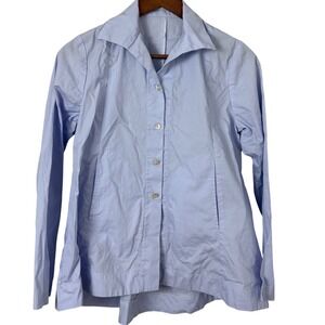 Vitamin Button Down Shirt Womens Small Blue‎ Cotton Pockets USA Office Quiet Lux